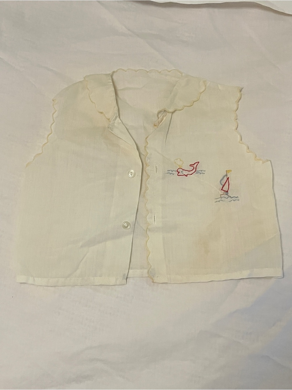Vintage Nautical Embroidered Tank Vest